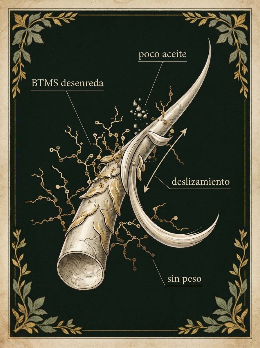 Desenreda y da deslizamiento con un mínimo de aceites, sin peso