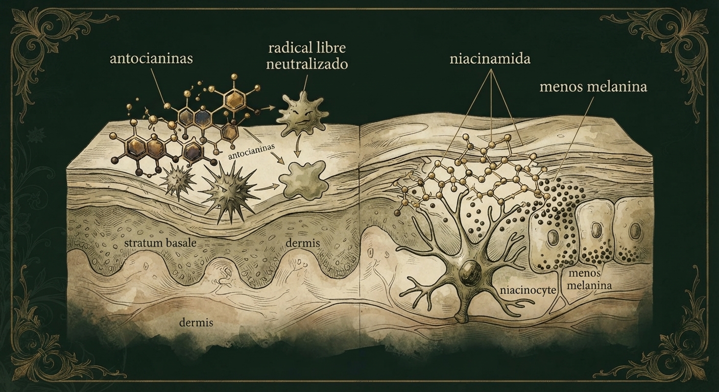 Los antioxidantes neutralizan radicales y la niacinamida empareja el tono